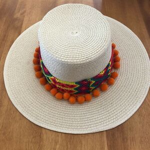 Unitalla Womens Tropical Vacation Straw Sun Hat Made in Mexico Embroidery Tassel